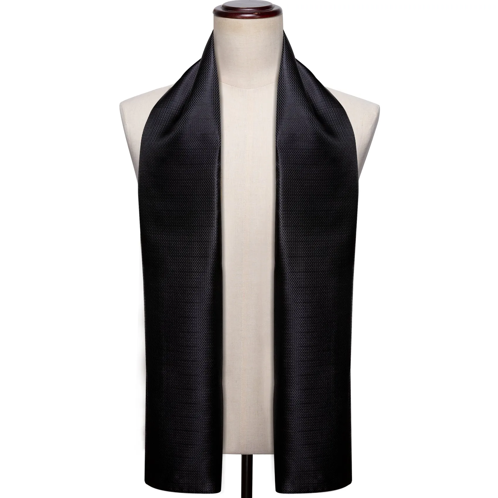 Barry Wang Silk scarf Luxury Black Solid Mens Scarf