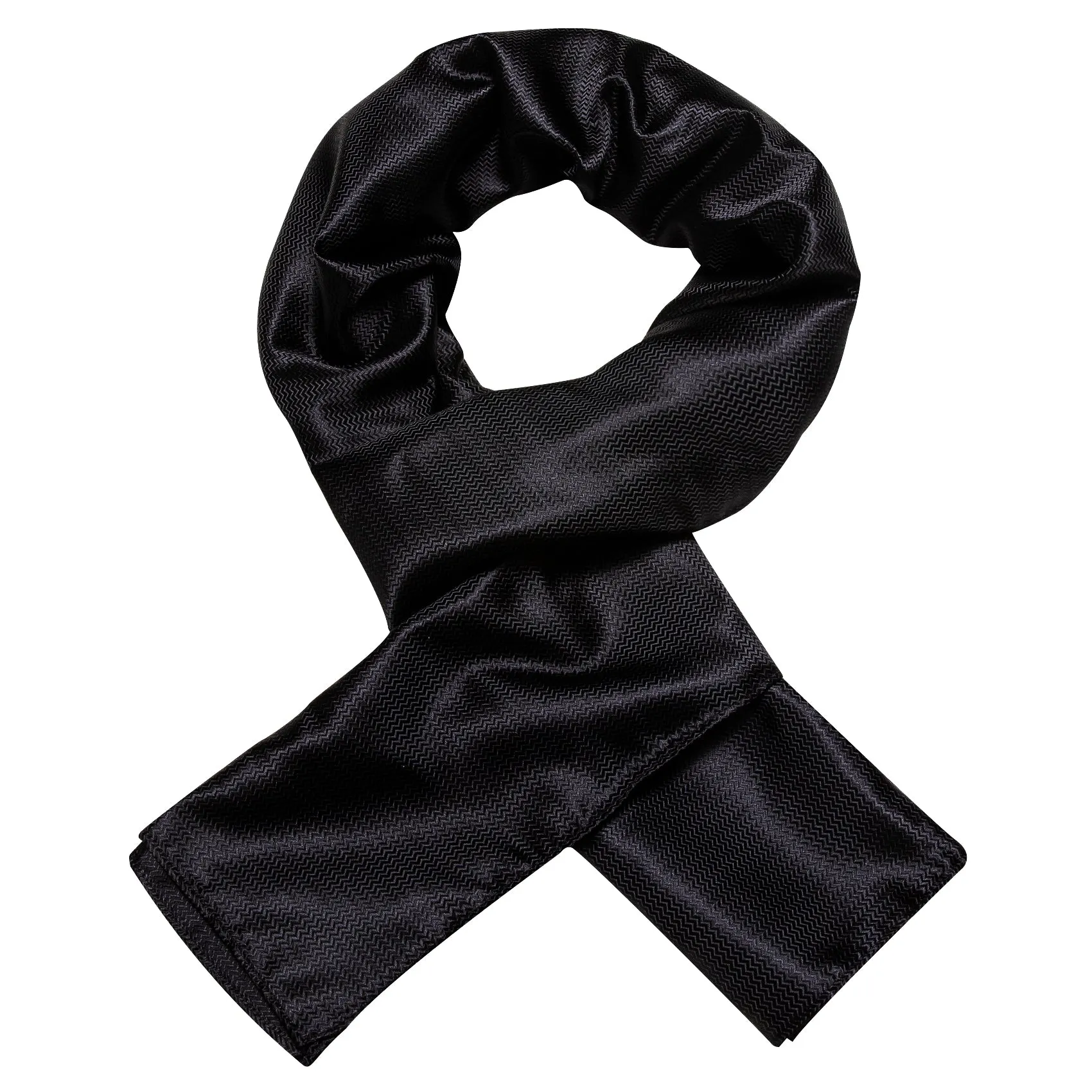 Barry Wang Silk scarf Luxury Black Solid Mens Scarf