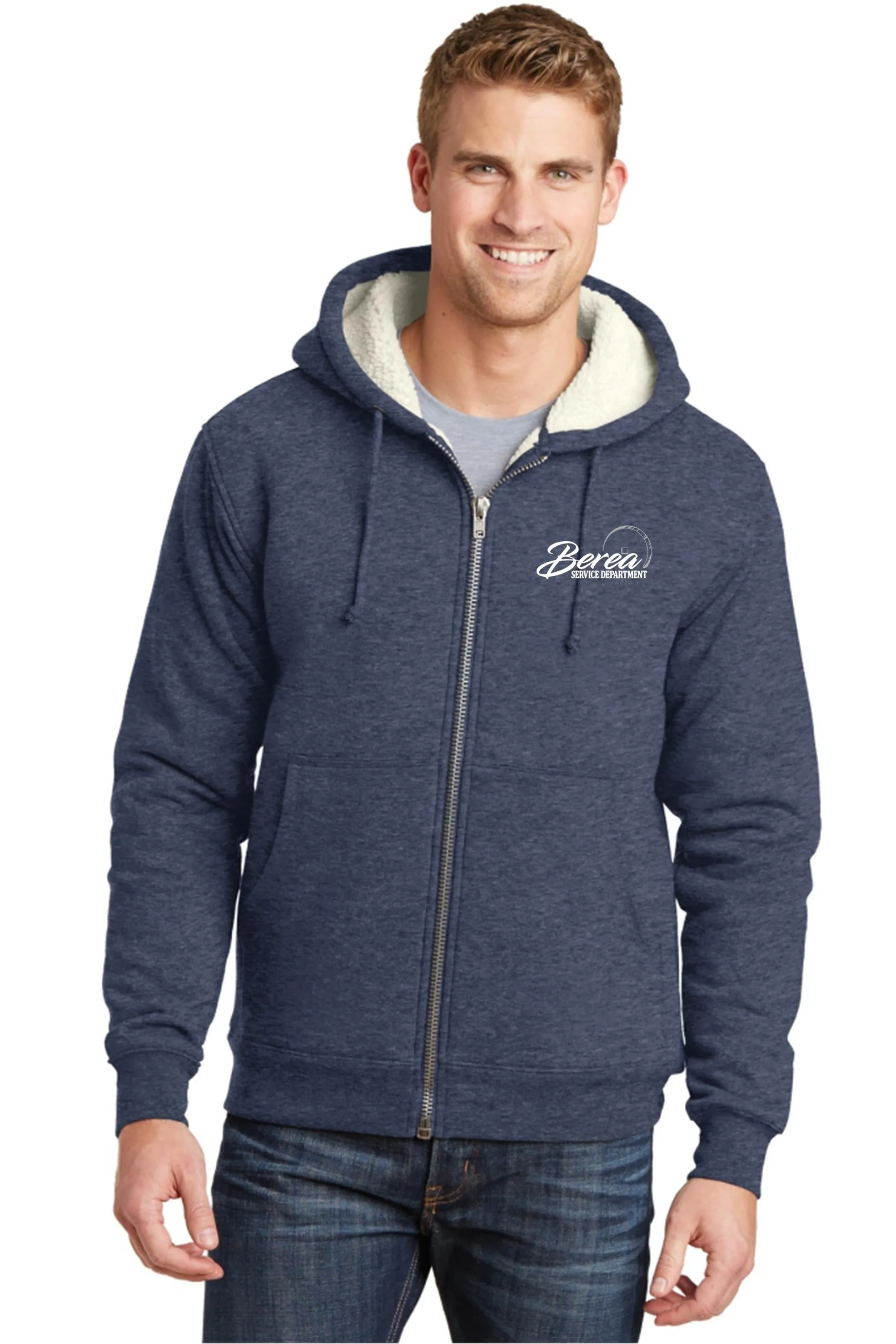 Berea Service Dept Cornerstone Heavyweight Sherpa-lined Hooded Navy Blue Fleece Jacket