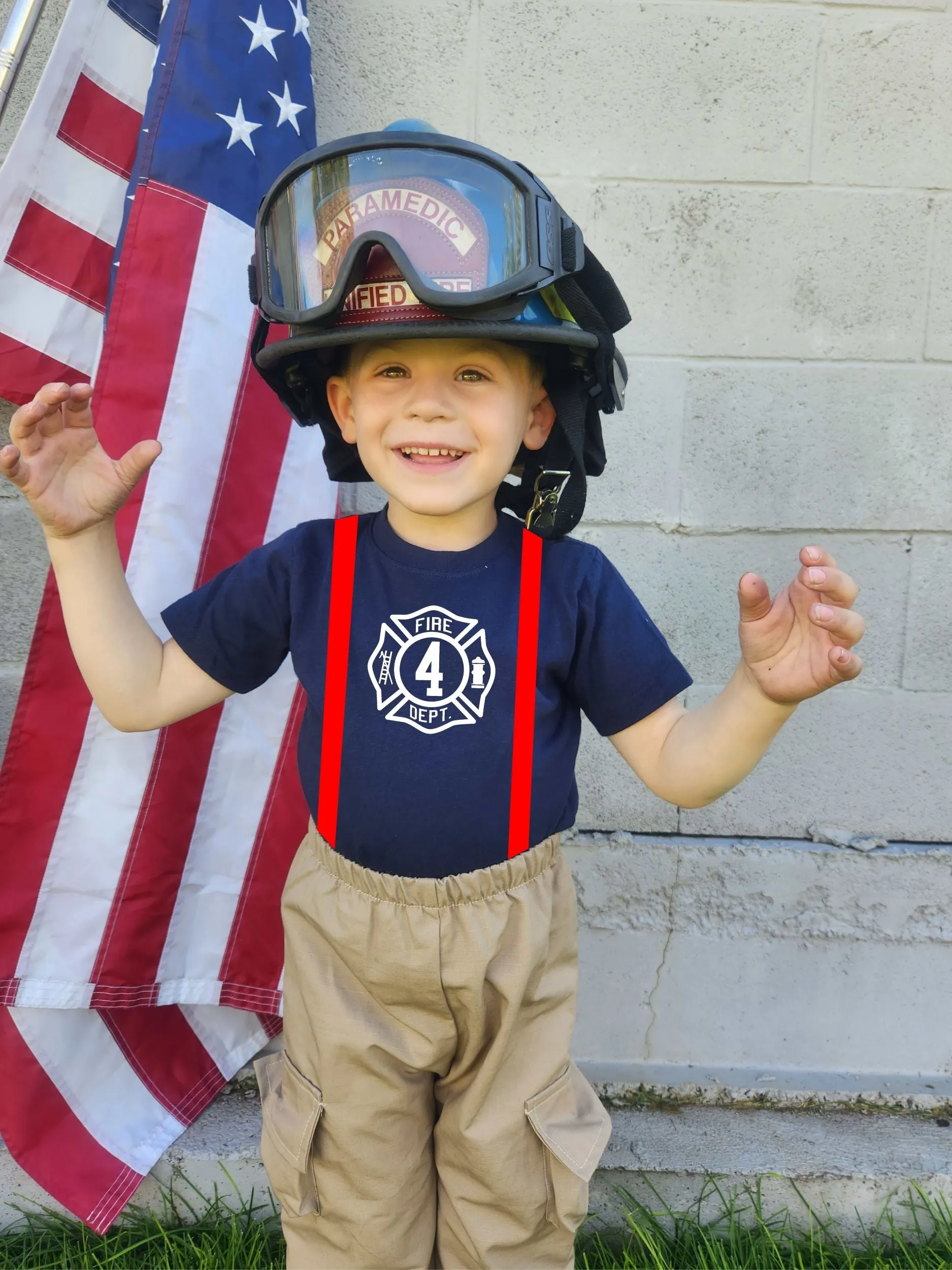 BIRTHDAY Firefighter Personalized BLACK 3PC Toddler Outfit