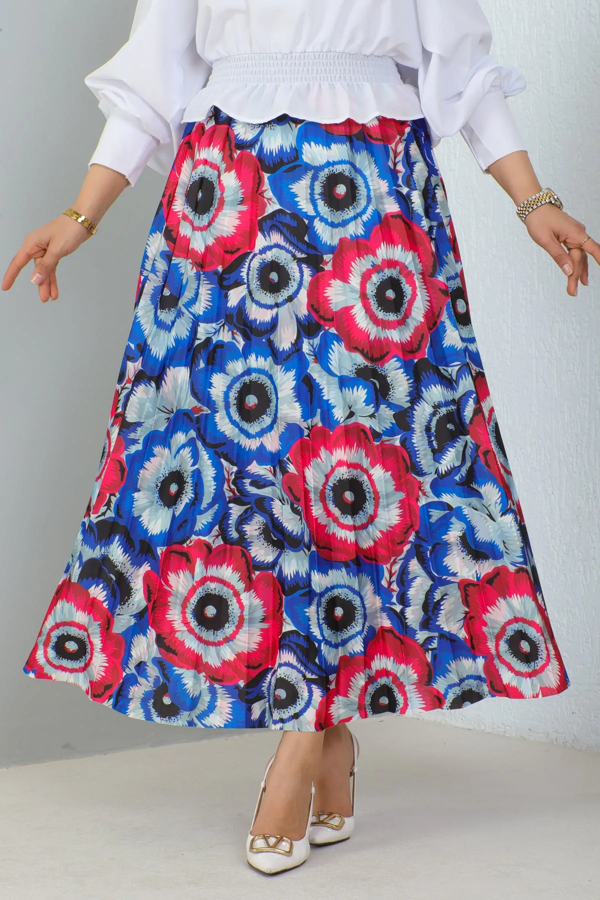BNG Women Patterned Hijab Skirt in Sapphire Blue - Clermont