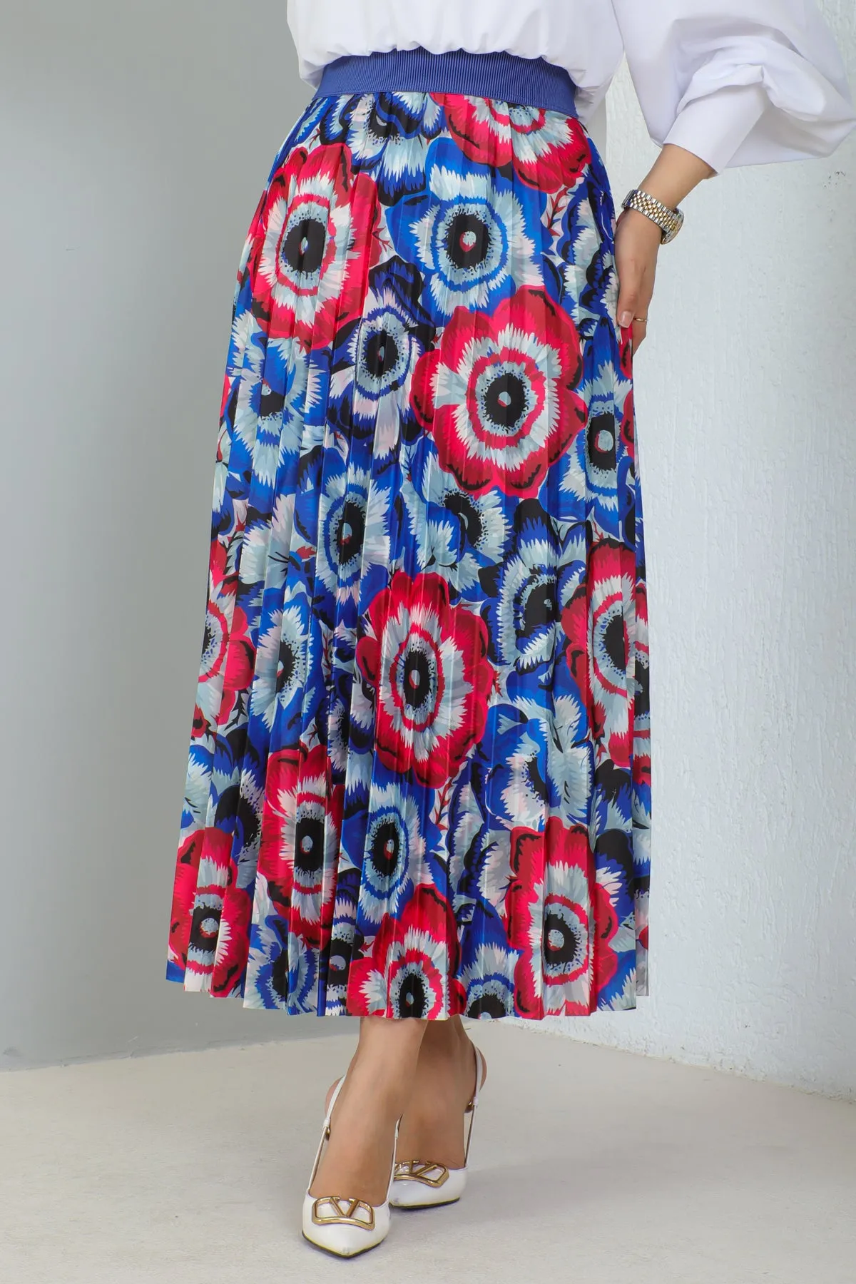 BNG Women Patterned Hijab Skirt in Sapphire Blue - Clermont