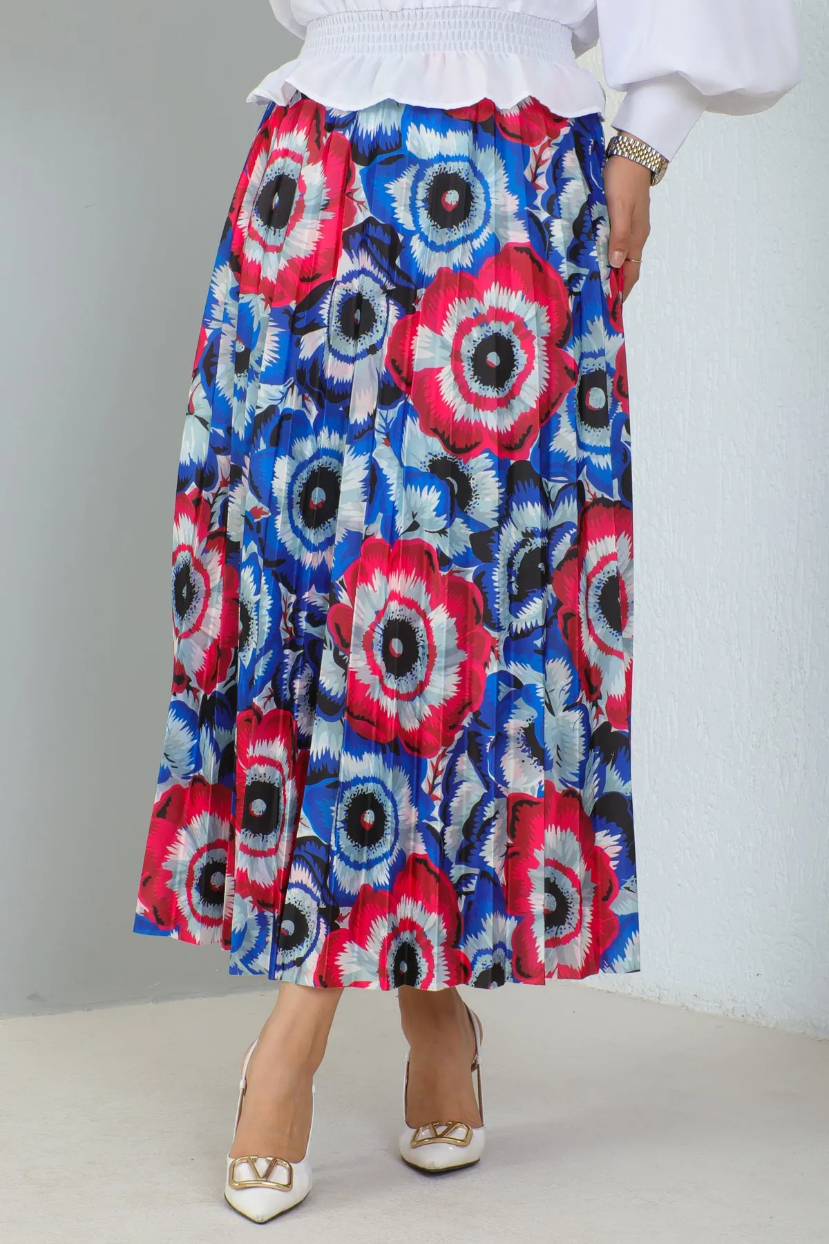 BNG Women Patterned Hijab Skirt in Sapphire Blue - Clermont