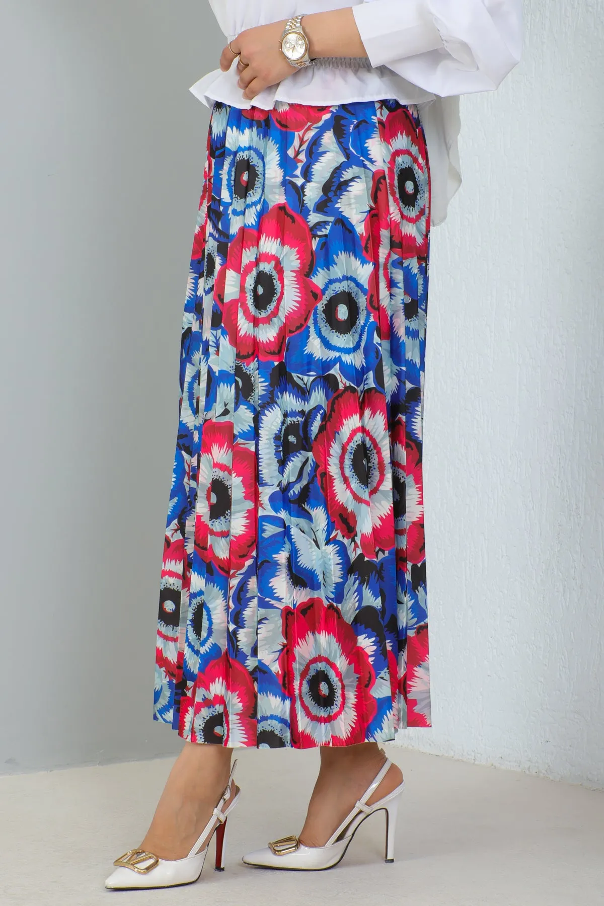 BNG Women Patterned Hijab Skirt in Sapphire Blue - Clermont