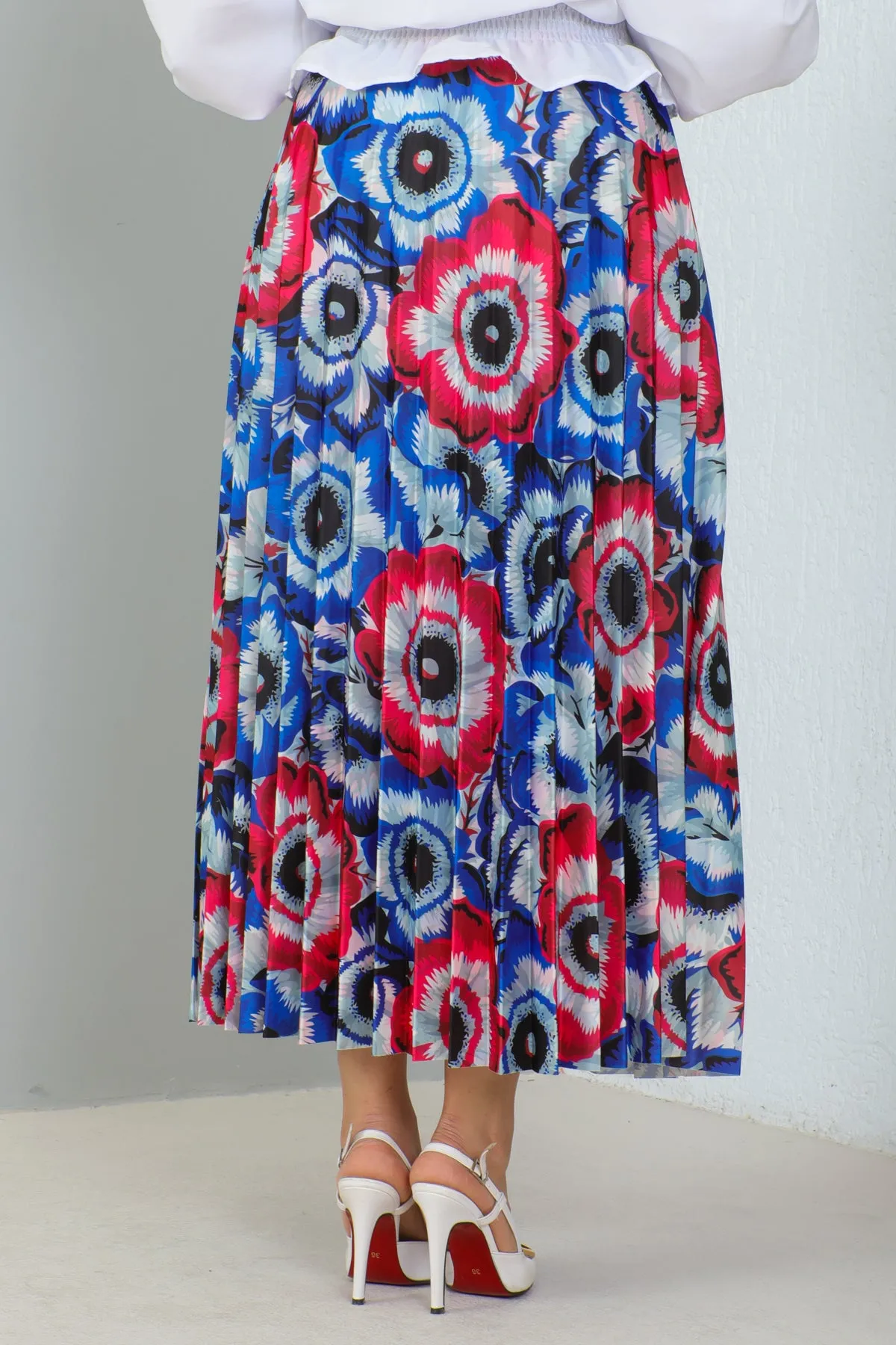 BNG Women Patterned Hijab Skirt in Sapphire Blue - Clermont