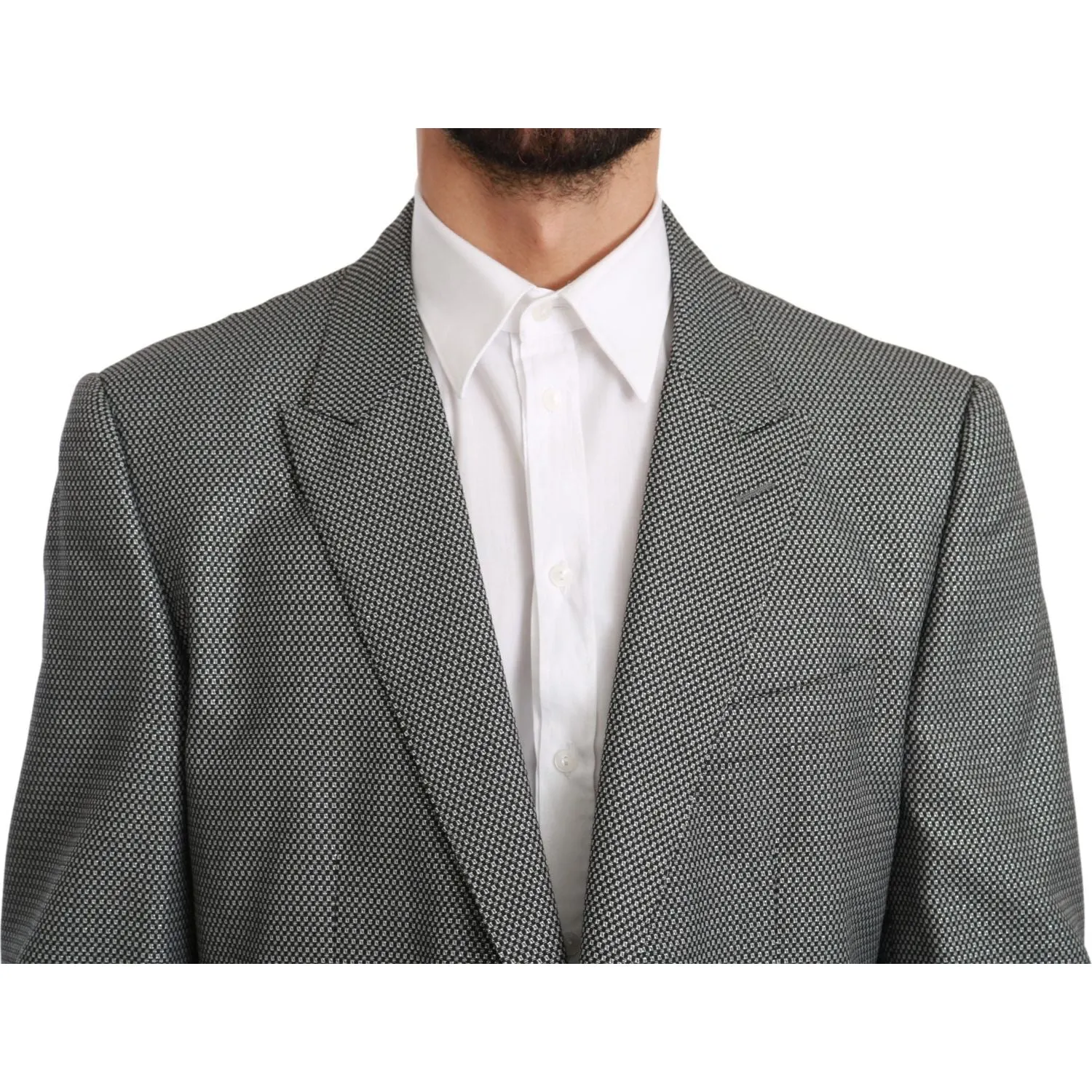 Dolce & Gabbana Elegant Gray Fantasy Pattern Slim Fit Blazer