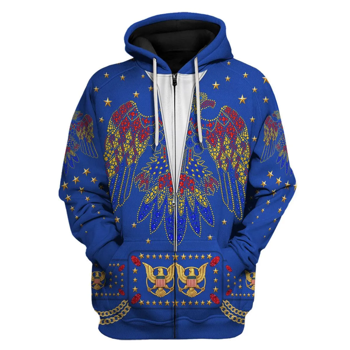 Gearhomie Elvis EAGLE Blue Costume Hoodie Sweatshirt T-Shirt Sweatpants