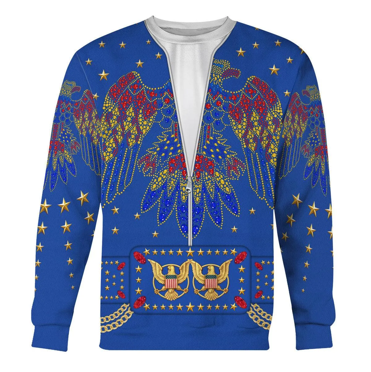 Gearhomie Elvis EAGLE Blue Costume Hoodie Sweatshirt T-Shirt Sweatpants