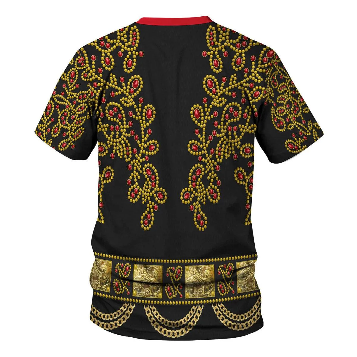 Gearhomie Elvis Spanish Flower - Black With Red Stones Costume Hoodie Sweatshirt T-Shirt Sweatpants