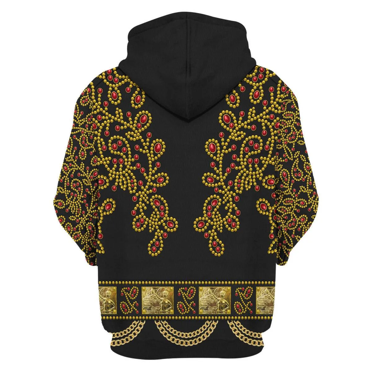 Gearhomie Elvis Spanish Flower - Black With Red Stones Costume Hoodie Sweatshirt T-Shirt Sweatpants