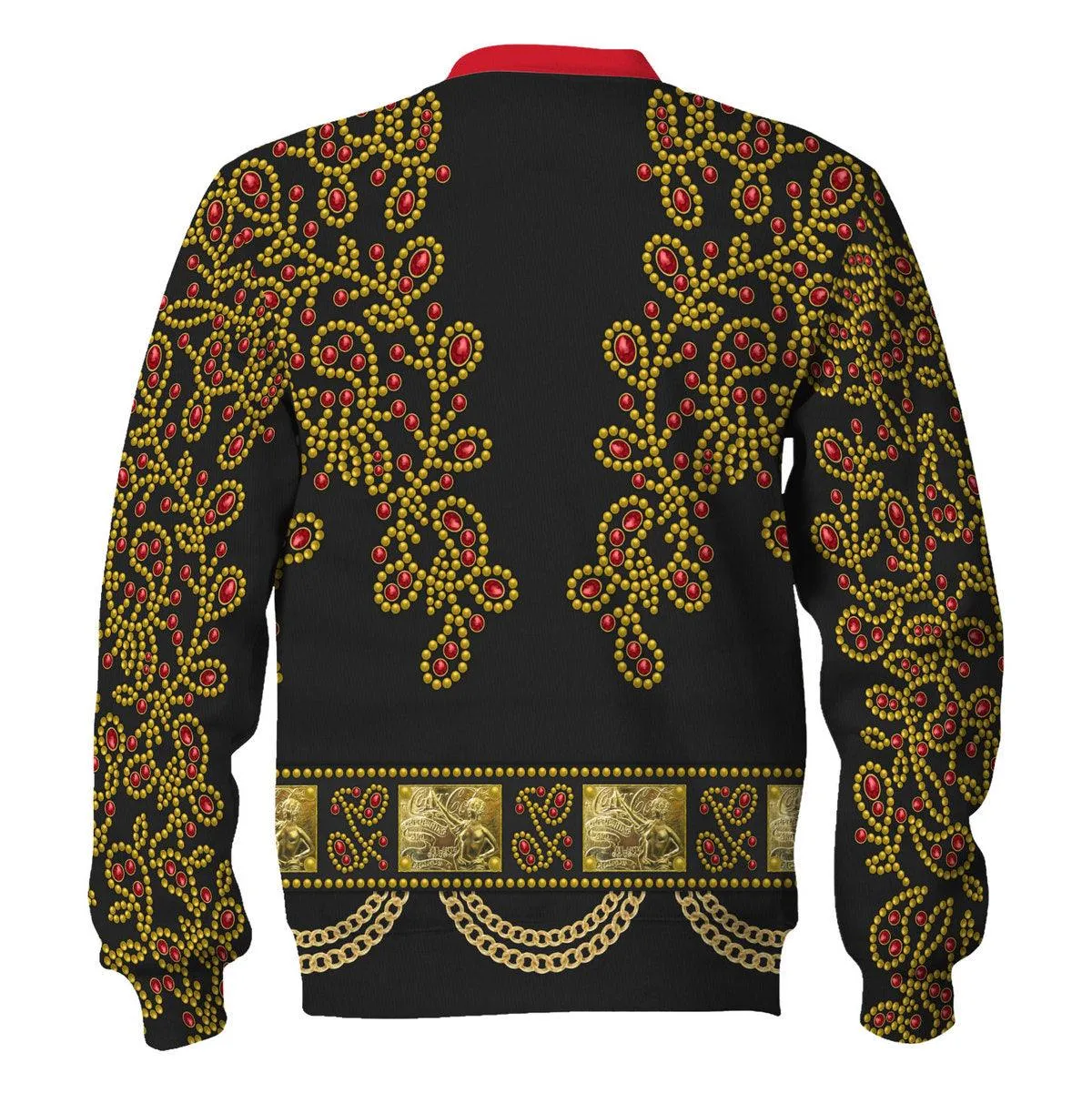Gearhomie Elvis Spanish Flower - Black With Red Stones Costume Hoodie Sweatshirt T-Shirt Sweatpants