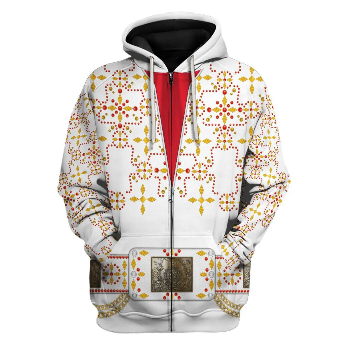 Gearhomie Elvis White Conquistador Costume Hoodie Sweatshirt T-Shirt Sweatpants