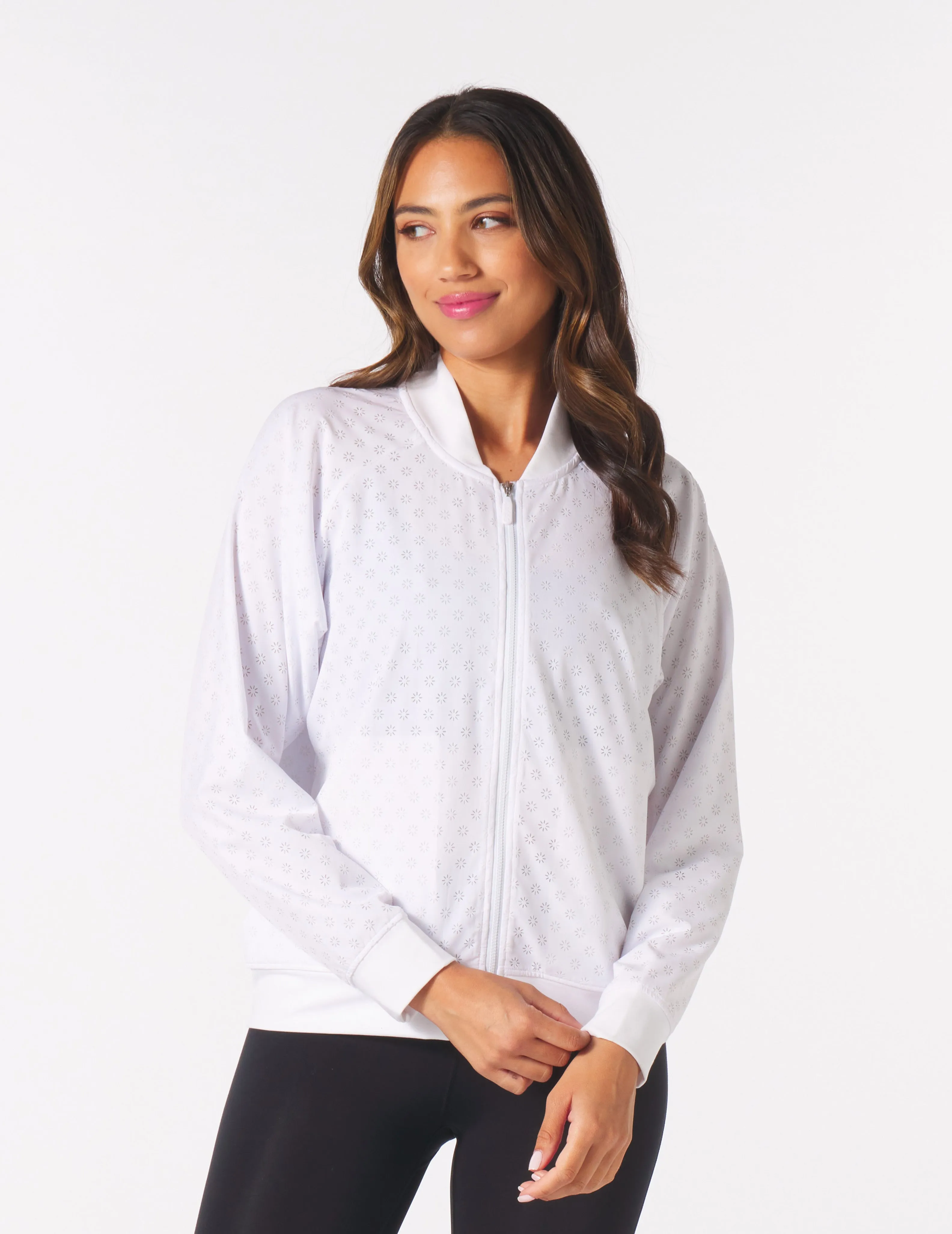 Laser Cut Sunrise Bomber: White/Black