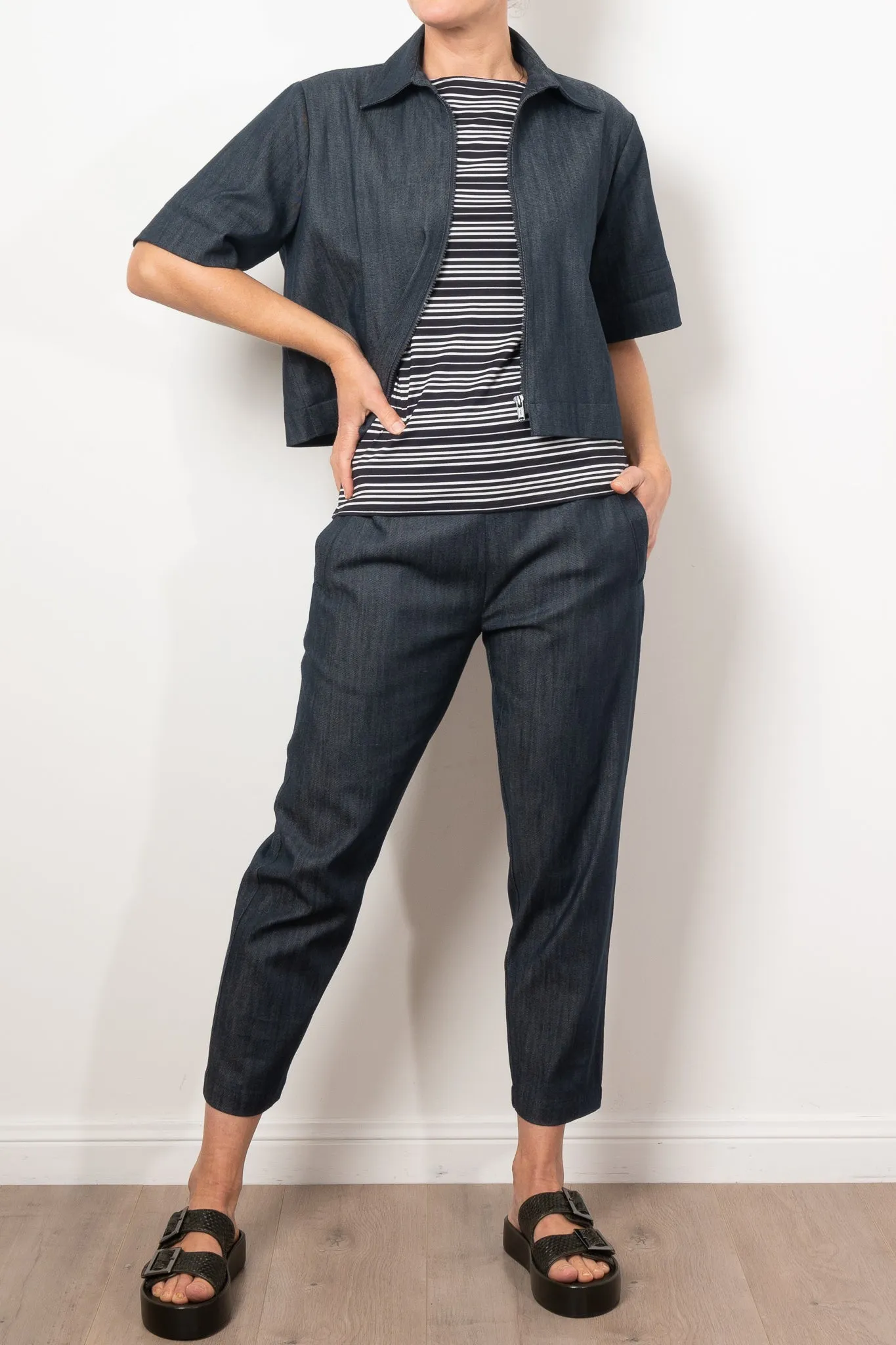 Mela Purdie Short Sleeve Zip Bomber Soft Stretch Denim