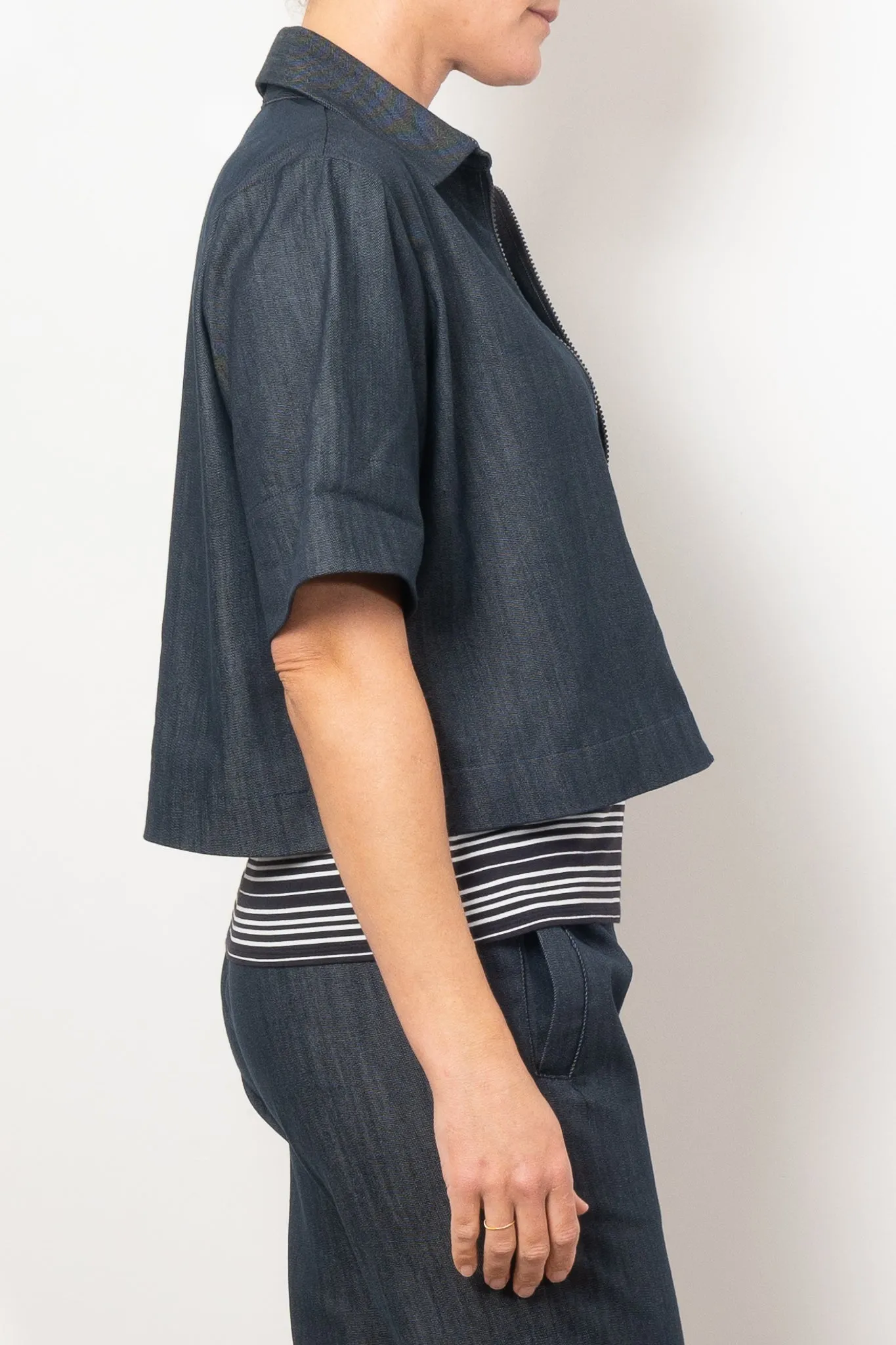 Mela Purdie Short Sleeve Zip Bomber Soft Stretch Denim