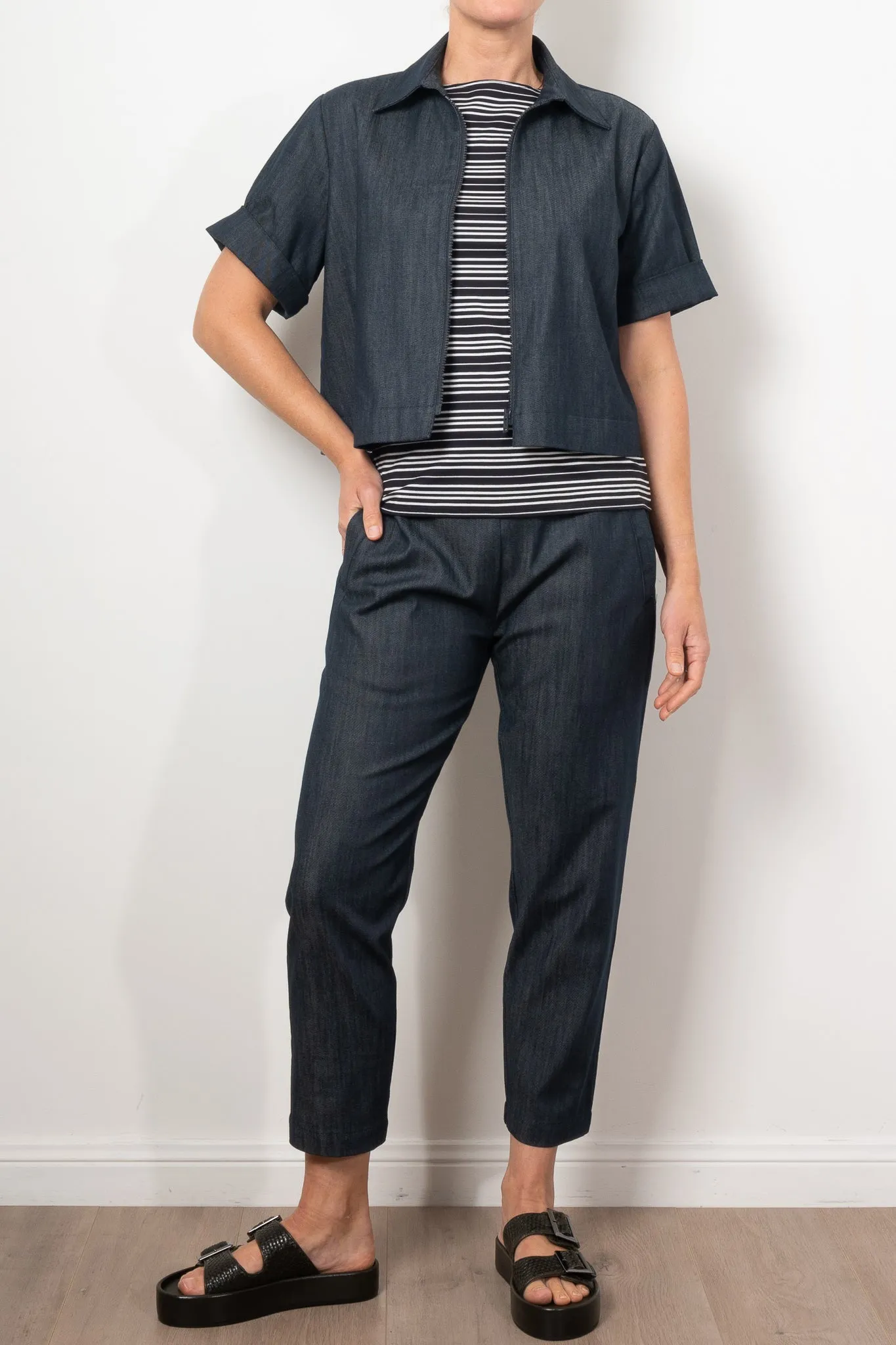 Mela Purdie Short Sleeve Zip Bomber Soft Stretch Denim