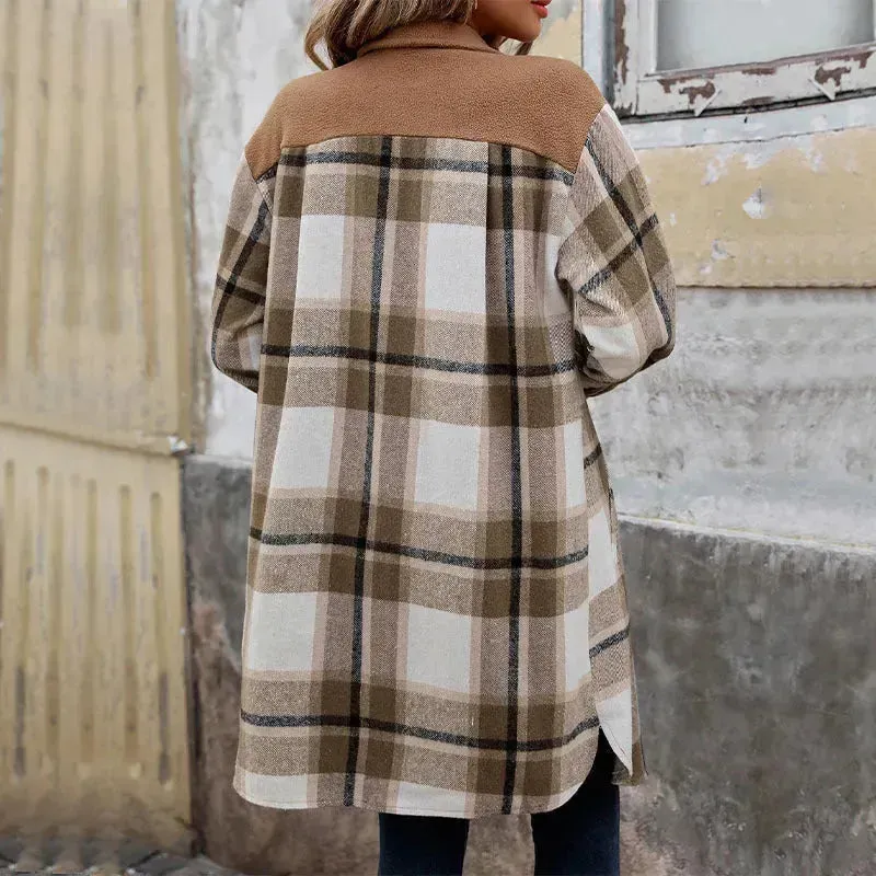 plaid jacket womens outfit Winter cashmere  Jacket Outwear for women