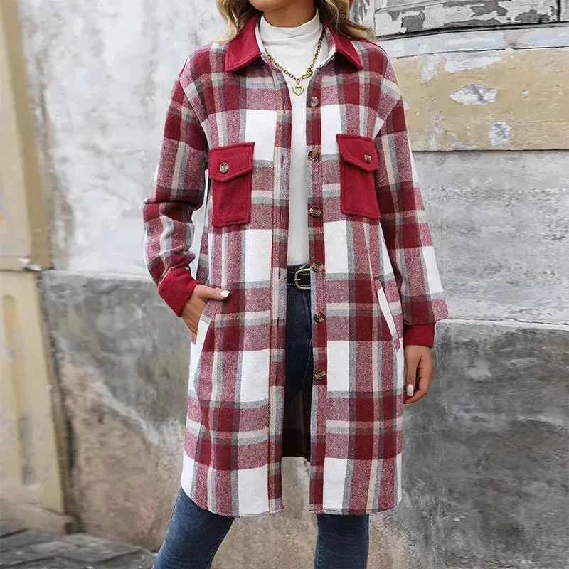 plaid jacket womens outfit Winter cashmere  Jacket Outwear for women