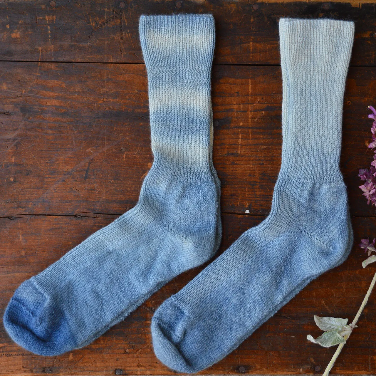 Plant Dyed Organic Wool/Silk Socks - Indigo (36-43)
