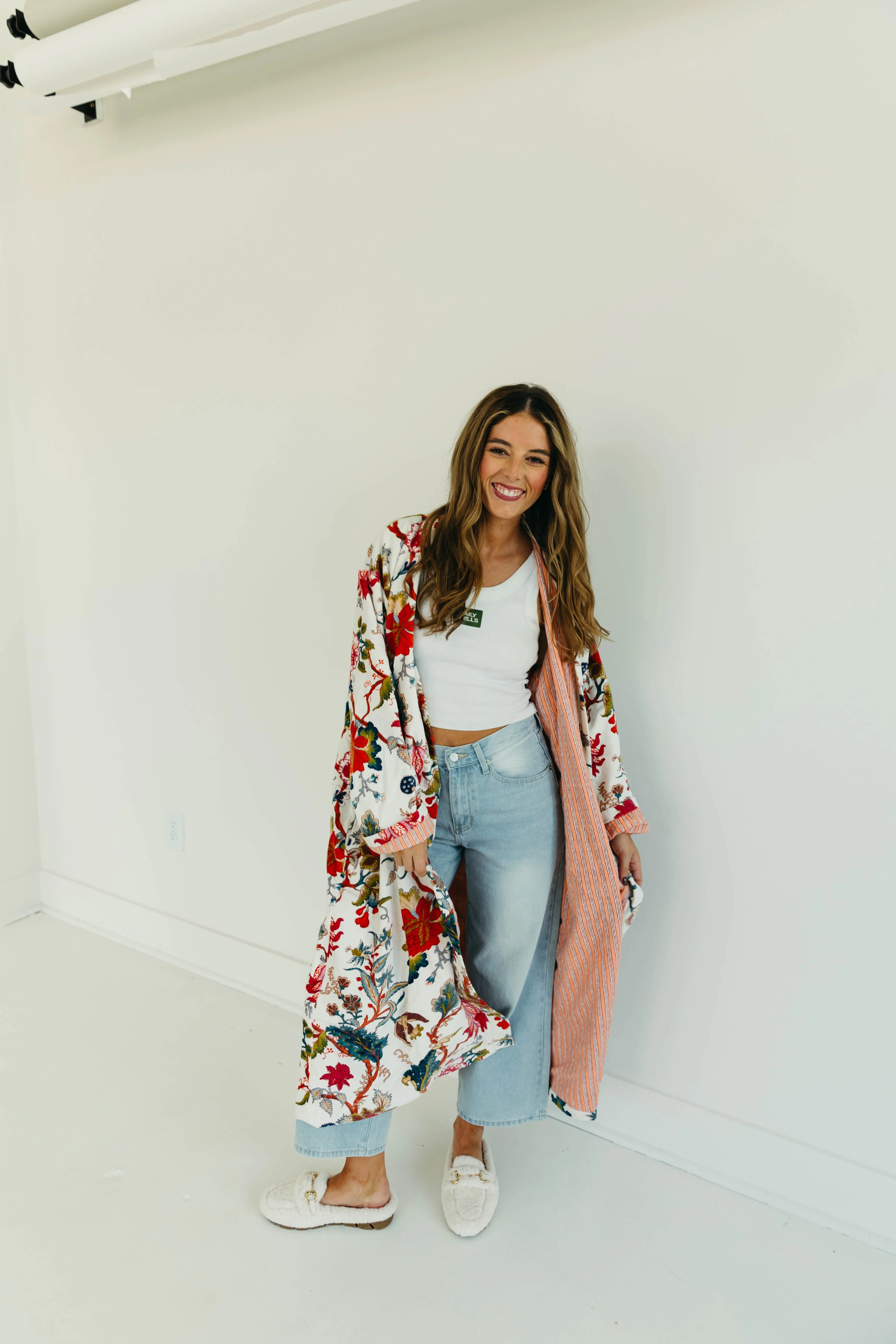 Sissy Collins Velvet Duster - White