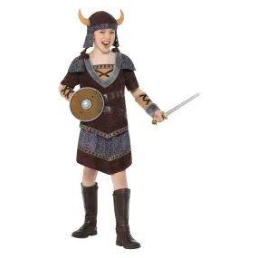 Viking Girl Costume Brown Child Warrior